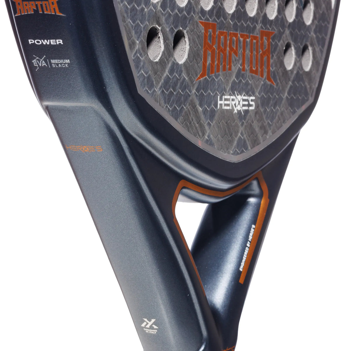 Heroes RAPTOR 2026 Padelschläger – Detail Herz seitlich
